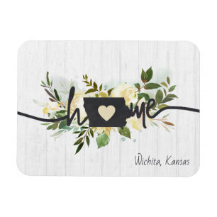 Kansas State Personalised Your Home City Rustic Magnet