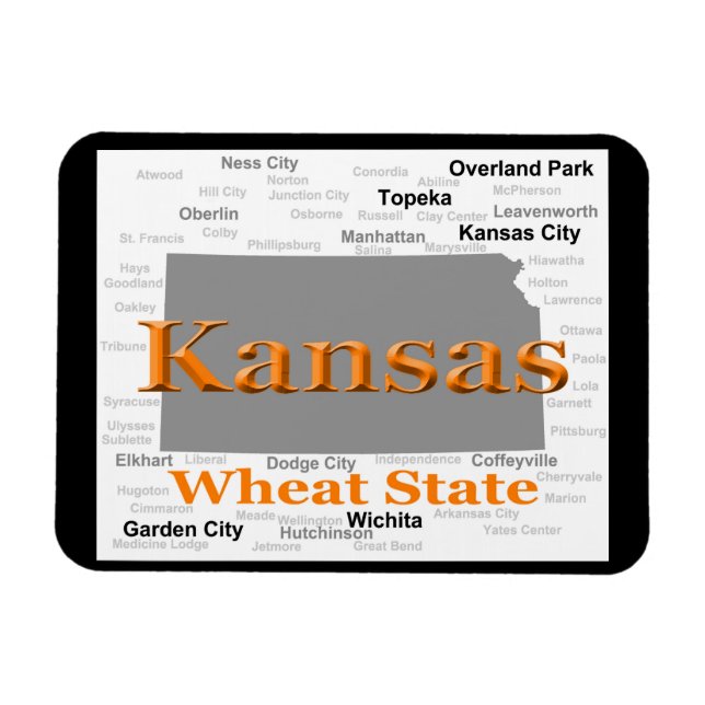 Kansas State Pride Map Magnet (Horizontal)