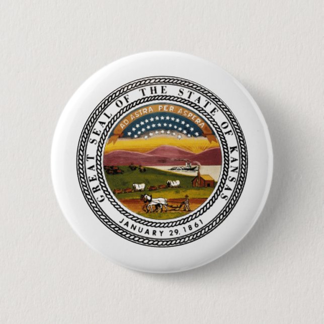 Kansas State Seal 6 Cm Round Badge (Front)