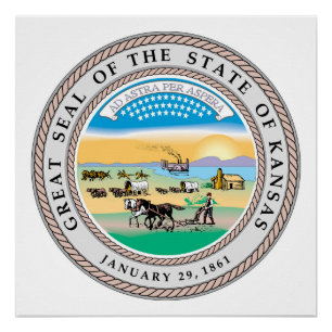 Kansas state seal america republic symbol flag poster