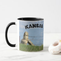 Kansas Stone Post fence with Sky Coffee Mug/Cup