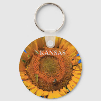 Kansas Sunflower closeup Key Ring