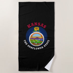 KANSAS SUNFLOWER STATE FLAG BEACH TOWEL