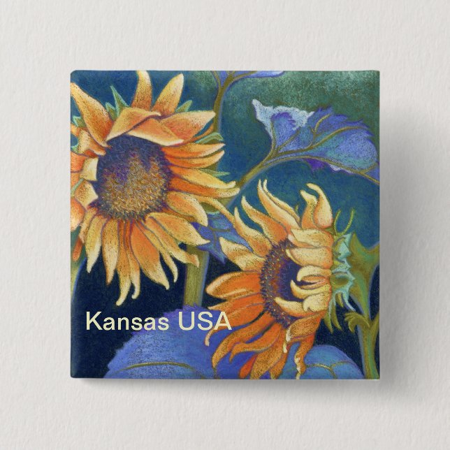 Kansas Suns Sunflowers USA 15 Cm Square Badge (Front)