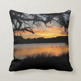 Kansas Sunset at Lake Scott State Park Cushion