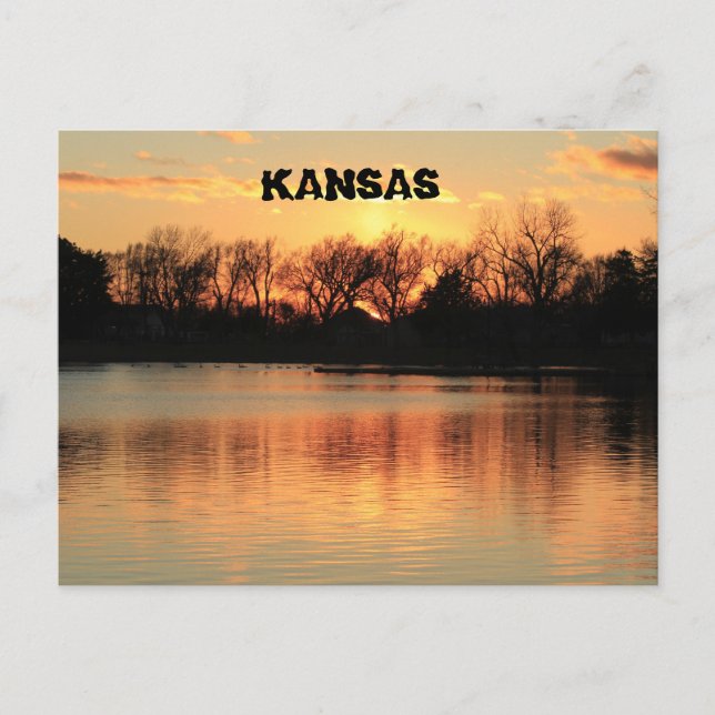 Kansas Sunset Reflection Sterling Lake Post Card (Front)