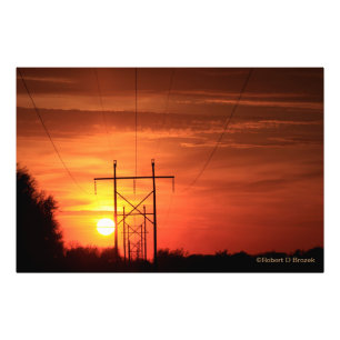 Kansas Sunset with clouds and  Photo Enlargement Print