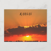 Kansas Sunset with clouds and sun rays Post Card.