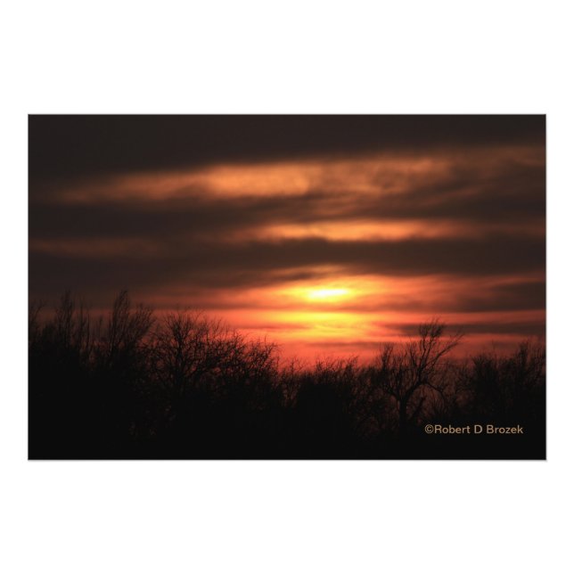 Kansas Sunset with clouds Photo Enlargement Print (Front)
