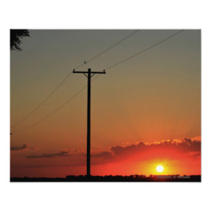 Kansas Sunset with Clouds  Photo Enlargement Print