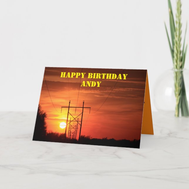 Kansas Sunset with power lines Greeting Card (Front)