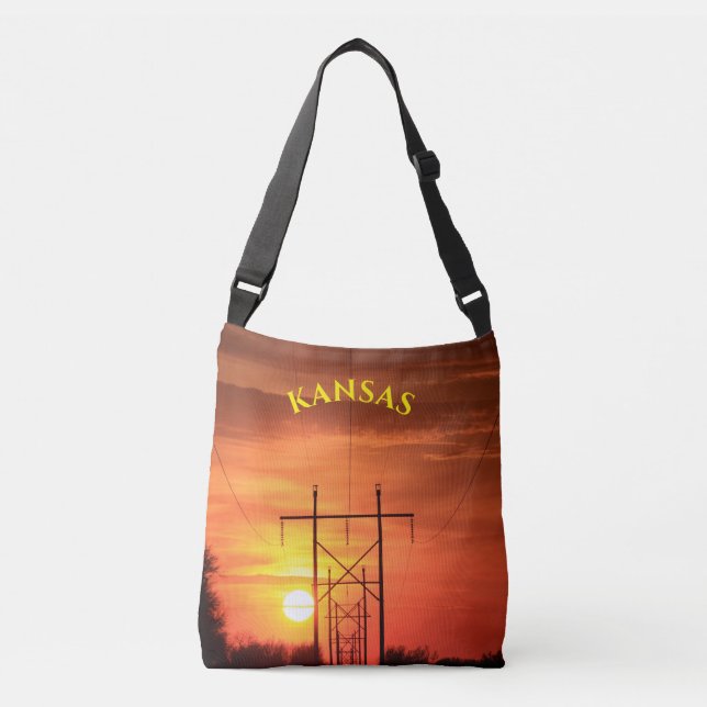 Kansas Sunset with power lines Shopping Bag (Front)