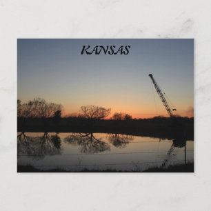 Kansas Sunset with refections,silhouette Post Card