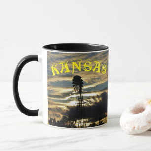 Kansas Sunset with Windmill Coffee Mug