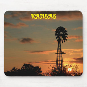 Kansas Sunset with Windmill Silhouette Mouse pad