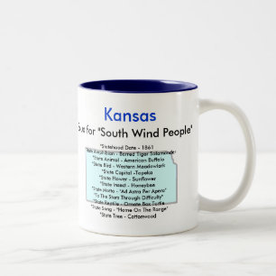 Kansas Symbols & Map Two-Tone Coffee Mug