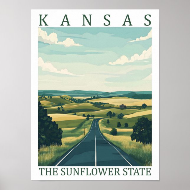 Kansas the Sunflower State USA Travel Place Poster (Front)