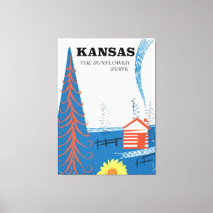 Kansas "the sunflower state" vintage travel poster canvas print