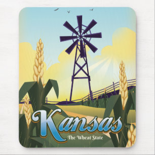 Kansas  "the Wheat State" travel poster. Mouse Mat