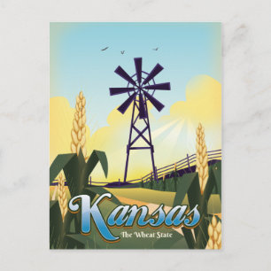Kansas  "the Wheat State" travel poster. Postcard