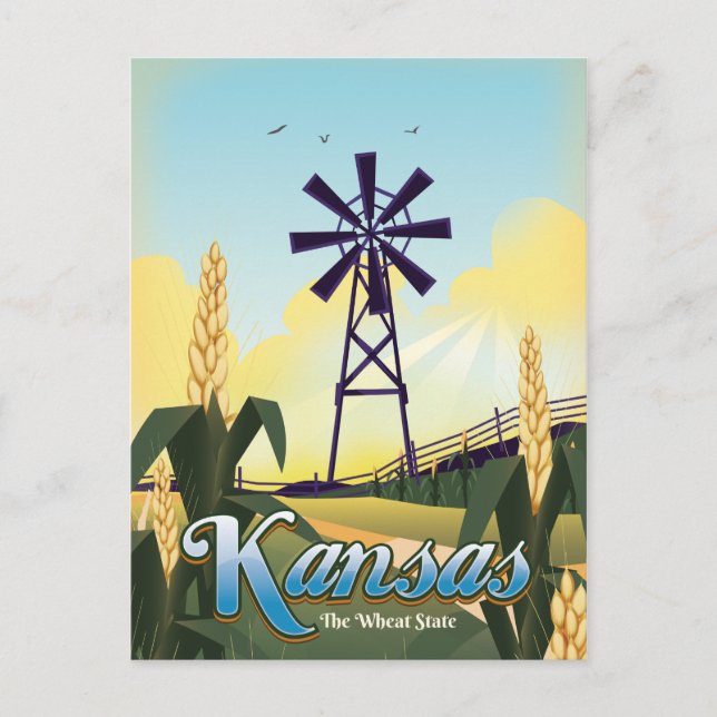 Kansas  "the Wheat State" travel poster. Postcard (Front)