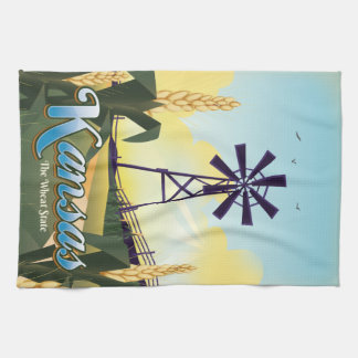 Kansas  "the Wheat State" travel poster. Tea Towel