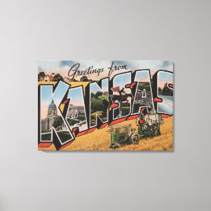 Kansas (Tractor & Hay Bailer Scene) Canvas Print