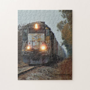 Kansas Train closeup on Tracks PUZZLE