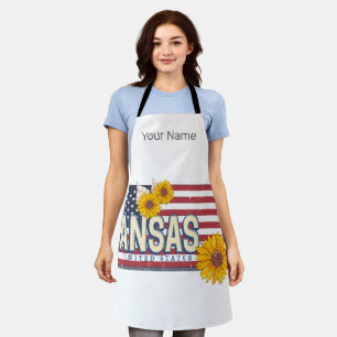 Kansas United States Retro State Map Vintage USA Apron