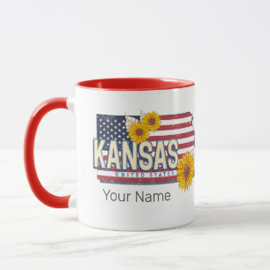 Kansas United States Retro State Map Vintage USA Mug