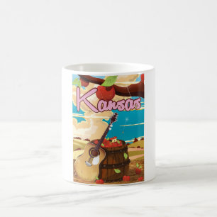 Kansas vintage cartoon travel poster coffee mug