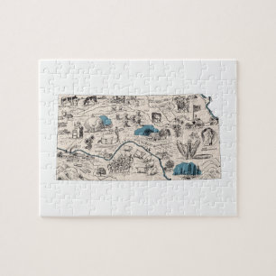 Kansas Vintage Picture Map Jigsaw Puzzle