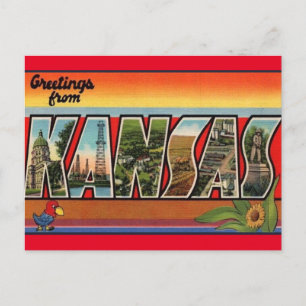 Kansas Vintage Travel Postcard