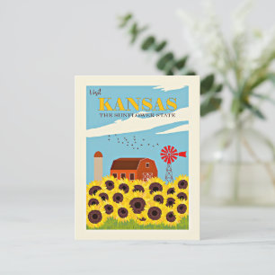 Kansas vintage travel poster postcard