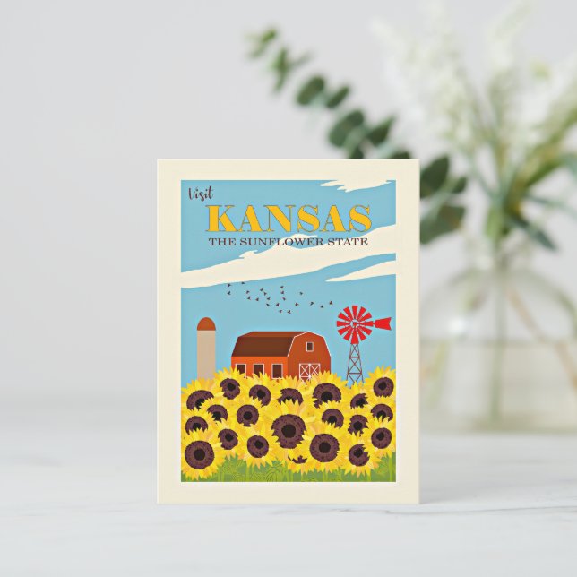 Kansas vintage travel poster postcard (Standing Front)