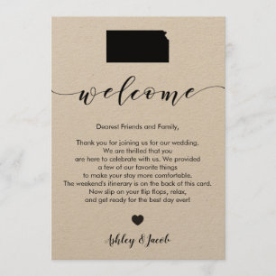 Kansas Wedding Welcome Letter & Itinerary Card
