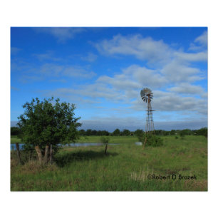 Kansas Windmill in a Pasture Photo Enlargement Print