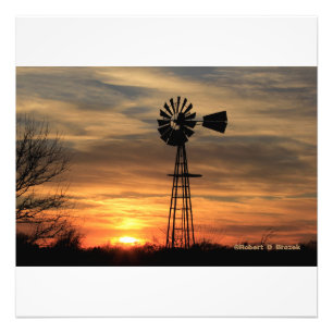 Kansas Windmill  Silhouette Photo Enlargement