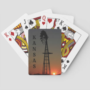 Kansas Windmill Silhouette Playing Cards