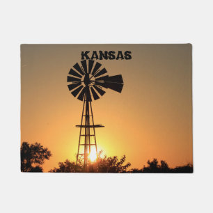 Kansas Windmill Sunset Door Mat