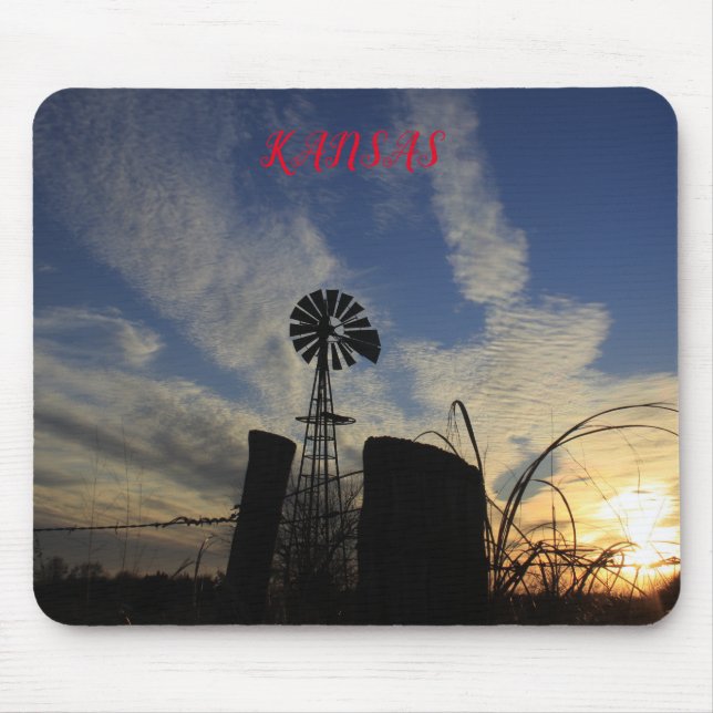 Kansas  Windmill Sunset Mouse Pad (Front)