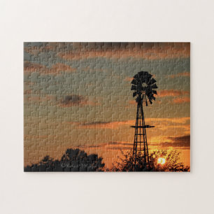 Kansas Windmill Sunset PUZZLE