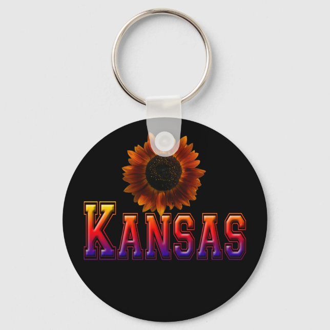 Kansas with Sunflower Key Ring (Front)