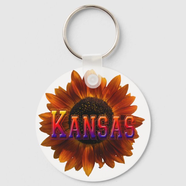 Kansas with Sunflower Key Ring (Front)