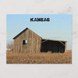 Kansas Wooden Barn in a field Post Card