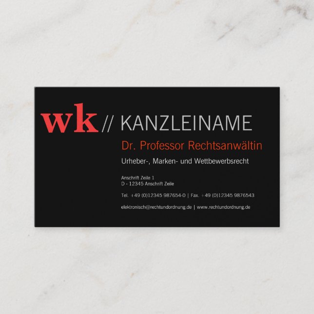 Kanzlei Visitenkarte Business Card (Front)