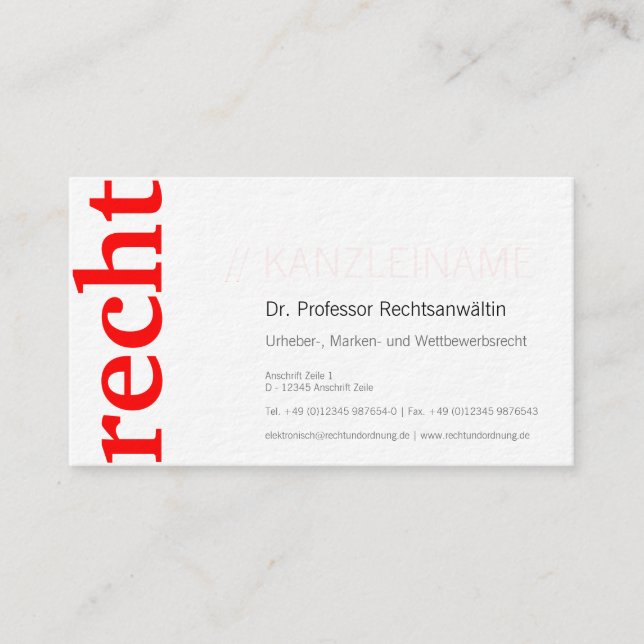 Kanzlei Visitenkarte Business Card (Front)