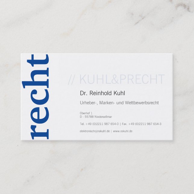 Kanzlei Visitenkarte Business Card (Front)