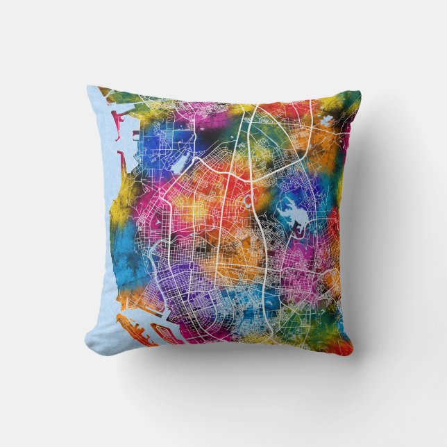 Kaohsiung City Taiwan Map Cushion (Front)