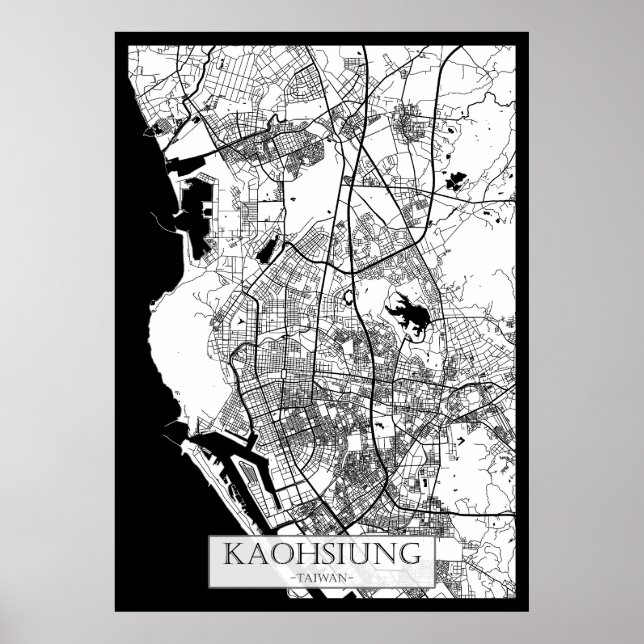 Kaohsiung City Taiwan Map Poster (Front)